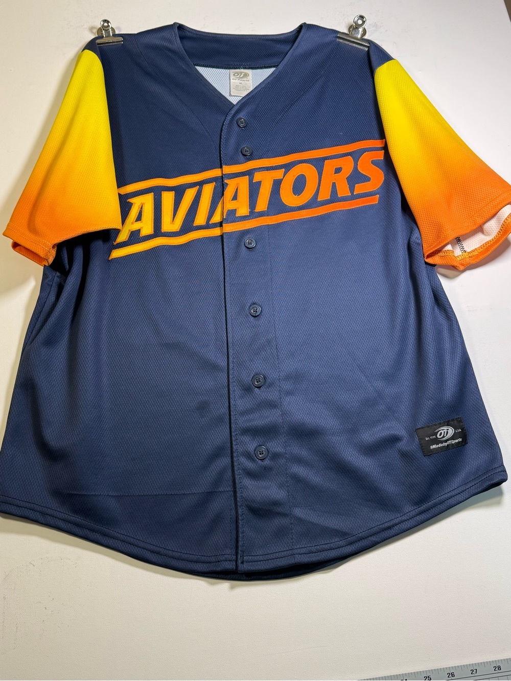 Aviators Navy & Yellow/Orange Baseball  Jersey SKU 0171